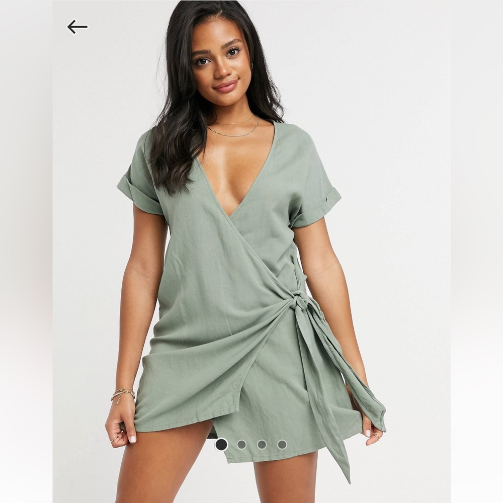 Rhythm Sofia wrap front dress in sage